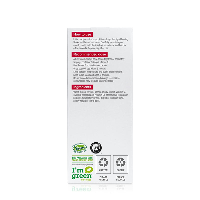 BetterYou Vitamin C Daily Oral Spray | Selenium, Vitamin B2 and Green Tea Extract | 100mg per daily serving | Natural Cherry and Blueberry Flavour | 25ml - NewNest Australia