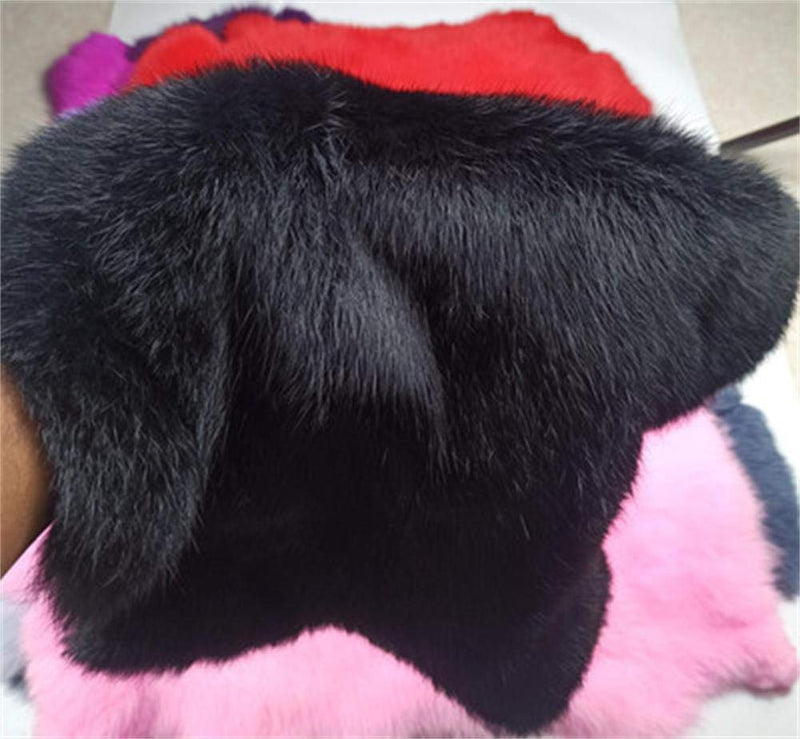 Dyed Tanned Rabbit Fur Pelt Hide - 10" by 12" Rabbit Pelt with Sewing Quality Leather (Black) ,2PACK Black - NewNest Australia