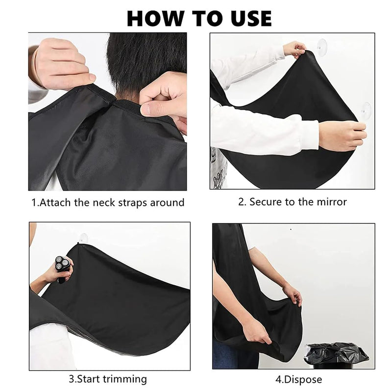 XOUDKE Beard Apron, Beard Bib for Shaving Haircut, Non-Stick Hair Catcher Grooming Cloth with 2 Suction Cups, Gifts for Men - NewNest Australia