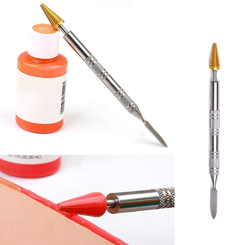 Leather Edge Dye Pen, Double Head, Leather Edge Roller Pen Applicator, Leather Edge Printing Tool, Edge Treatment Roller Pen for Leather Craft DIY Working(Round Head and Tapered Head) - NewNest Australia