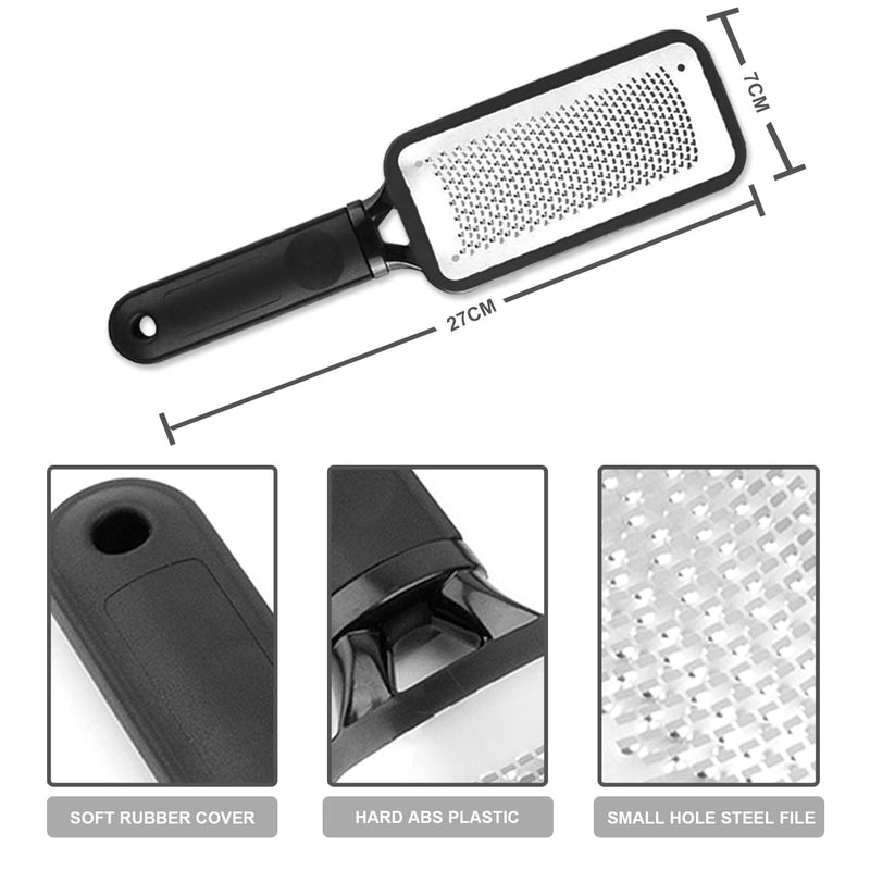 Foot File for Hard/Dead Skin, Foot Callus Remover 3Pcs, Foot Scraper for Wet/Dry Skin, Stainless Steel Foot Rasp for Cracked Feet, Pedicure Kit by Dualeco, Black - NewNest Australia