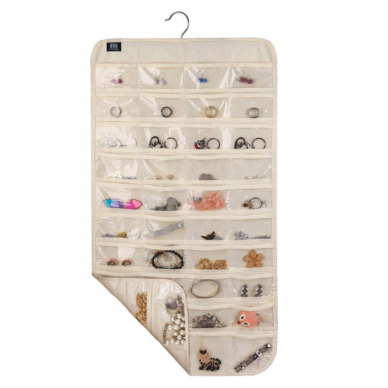 BB Brotrade HJO80 Hanging Jewelry Organizer,80 Pocket Organizer for Holding Jewelries(Beige) Beige - NewNest Australia