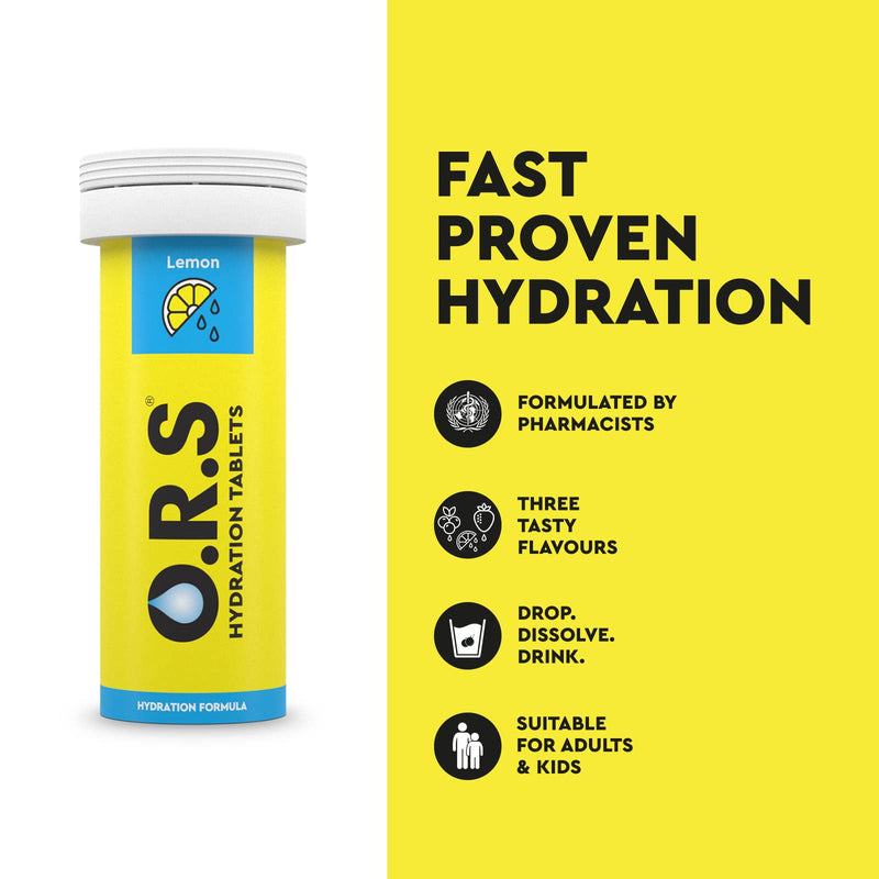 O.R.S Hydration Tablets with Electrolytes, Vegan, Gluten and Lactose Free Formula – Soluble Sports Hydration Tablets with Natural Lemon Flavour, 24 Tablets 24 Count (Pack of 1) - NewNest Australia