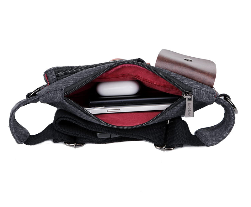 Baosha YB-01 Vintage Men's Waist Bag Sports Waist Pack Bum Bag Security Money Waist Day Pack Pouch Hip Belt Bag Bumbag Black Canvas Black - NewNest Australia