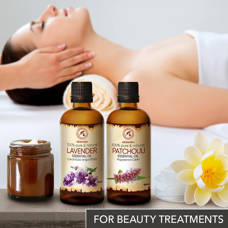 Essential Oils Set 2 X 100 Ml - Aromatherapy With Patchouli Oil And Lavender Oil - Oils For Aroma Diffusers And Soaps - Lavender Oil For Scented Candles And Diy Natural Cosmetics - Patchouli Oil For - NewNest Australia