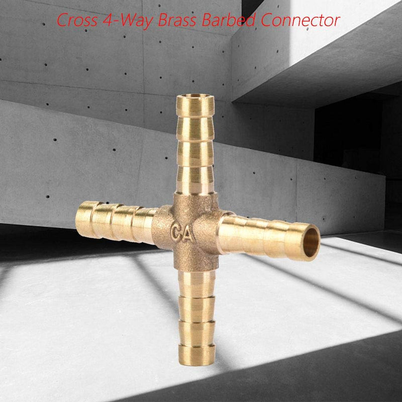 5pcs Brass 4 Way Hose Barb Cross Fitting Connector Joint Copper Barbed Adapter Air Water Oil Gas Fuel 6/8/10/12mm(6mm) 6mm - NewNest Australia