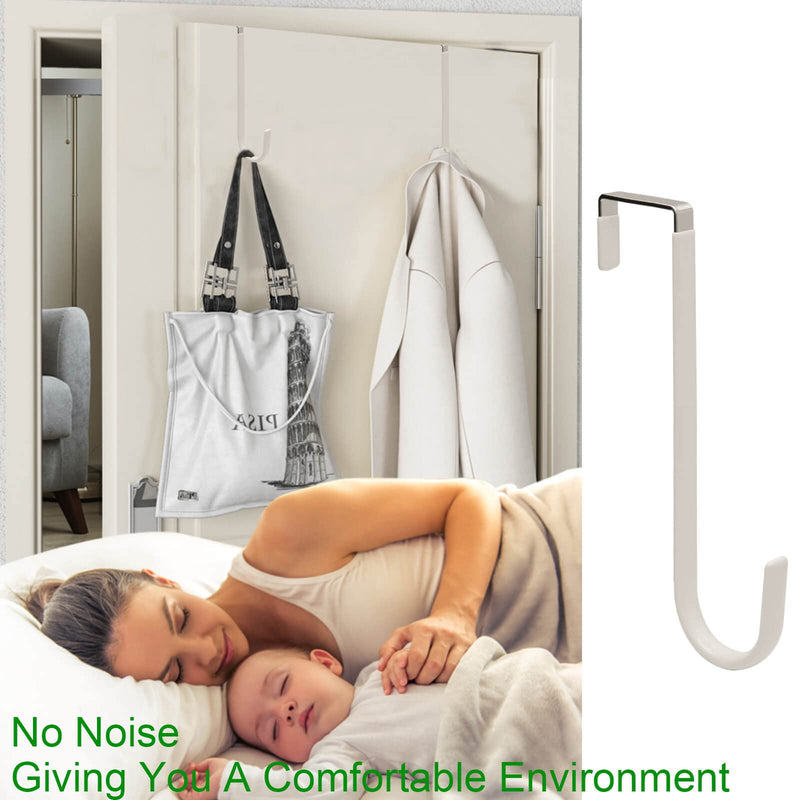 4 Pack Sturdy Over The Door Hooks, Widen and Lengthen Door Hanger, White Door Hooks for Hanging Towels, Clothes, Bags, Soft Rubber Surface Prevents Scratches, for Bathroom, Living Room, Kitchen - NewNest Australia