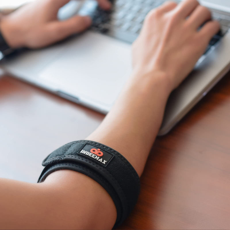 INDEEMAX Tennis Elbow Brace 2 Pack, Adjustable Forearm Straps Support Band, with Compression Pad for Women and Men Tennis & Golfer's Elbow Tendonitis Bursitis Pain Relief, Fits 7-16 Inches One Size - NewNest Australia