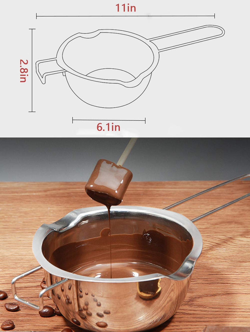 Zhang Wen Hao Steel Double Boiler Pot, 600ML Updated Melting Pot with Silicone Spatula for Melting Butter,Chocolate, Candy, Cheese and Caramel (Red) Red - NewNest Australia