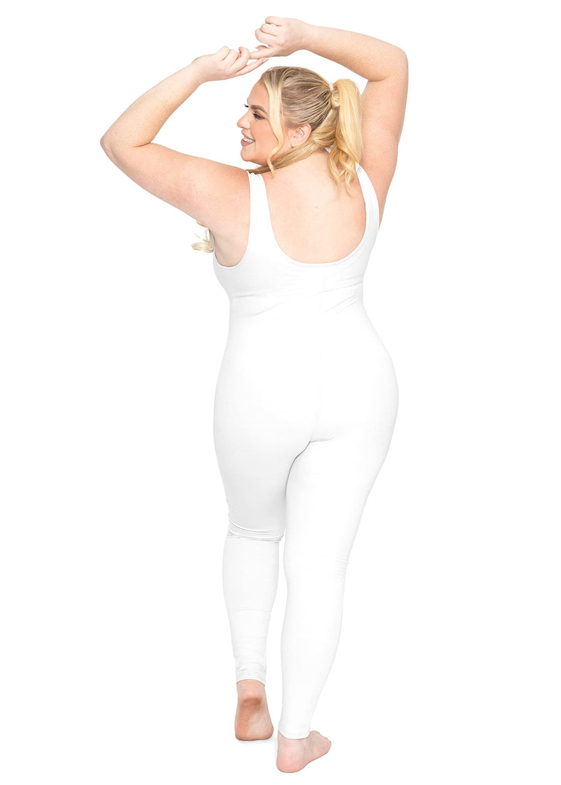 Stretch is Comfort Women's Plus Size Teamwear Cotton Tank Unitard 2X White - NewNest Australia