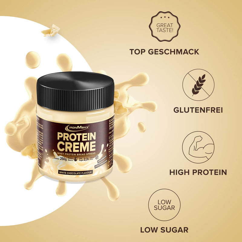 Ironmaxx Protein Cream ‚ 250 G ‚ White Chocolate ‚ Low Carb Bread Spread With Up To 30% Protein ‚ Ideal For Calorie-Conscious And Low-Sugar Diet ‚ Designed In Germany - NewNest Australia