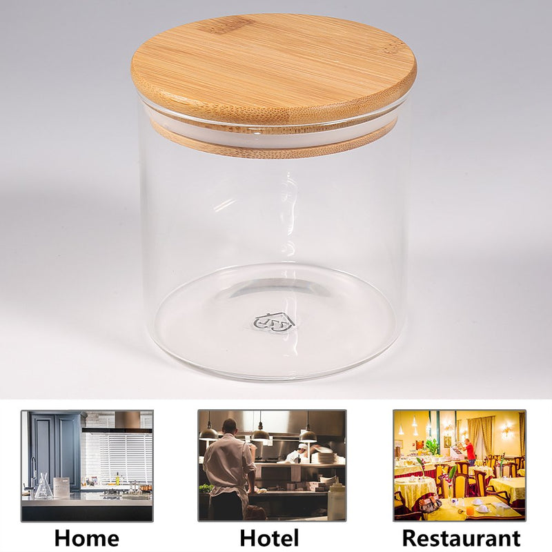 NewNest Australia - Food Storage Jar, 18.6 FL OZ (550 ML), [Thickened Version] 77L Glass Food Storage Jar with Airtight Seal Bamboo Lid - Modern Design Clear Food Storage Canister for Serving Tea, Coffee, Spice and More 