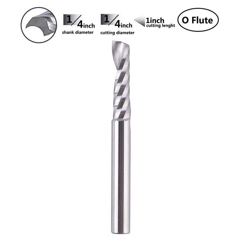 SpeTool Single Flute (O Flute) Spiral End Mill Aluminum Cutter Carbide Router 1 inch Cutting Length with 1/4Inch Shank for Aluminum Acrylic PVC MDF Plastic - NewNest Australia