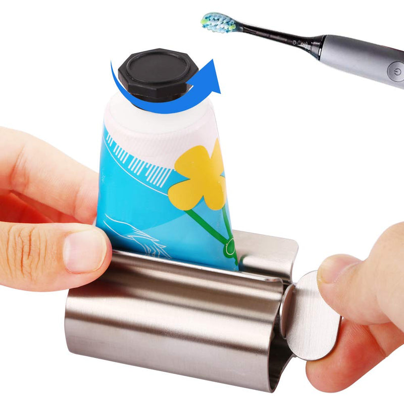 Udqyq Tube Squeezer Tube Press, Pack Of 3 Toothpaste Squeezer Stainless Steel Save Toothpaste Total Squeeze Out Empty Tubes Stainless Steel Toothpaste Seat Holder With Stand Function (Silver) - NewNest Australia