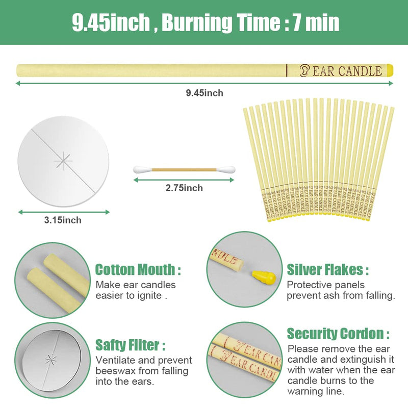 ACWOO Ear Candles, 24Pcs Natural Beeswax Ear Candles, 100% Non-Toxic Cylinders Fragrance Hollow Candles, Ear Wax Remover Candle Kit for Blocked Ears (Beige-24P) Beige-24pcs - NewNest Australia