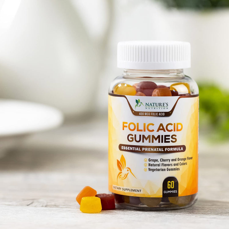 Folic Acid Gummies for Women 400mcg, Essential Support for Mom and Baby, Extra Strength Prenatal Vitamins, Chewable Folate Nutrition Supplement for Before, During, and After Pregnancy - 60 Gummies 60 Count (Pack of 1) - NewNest Australia