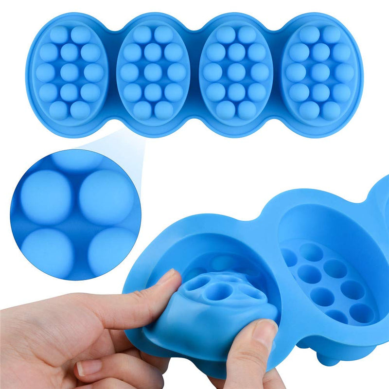 2 Pcs Silicone Massage Bar Soap Molds - SJ Silicone Molds for Soaps Making, Handmade Soap Molds, Nonstick & BPA Free (Blue & Mint Green) - NewNest Australia