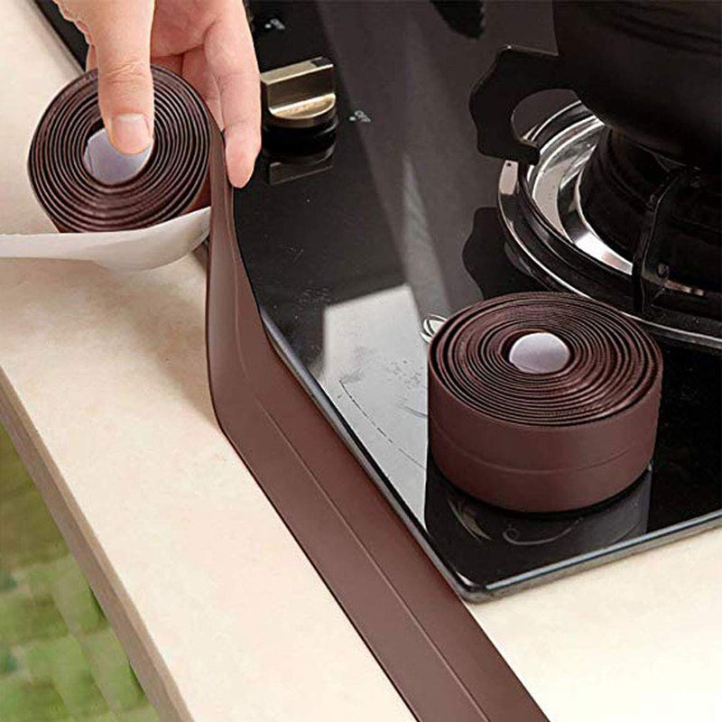 2 Pack Caulk Strip Sealing Strip PE Self Adhesive Waterproof Tape for Bathtub Bathroom Shower Toilet Kitchen and Wall Sealing 11 Ft Length (38 mm, Brown) brown-2 pack - NewNest Australia