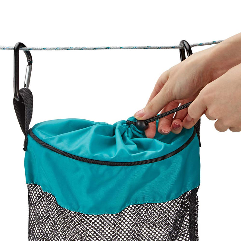 NewNest Australia - HOMEST Mesh Clothespin Bag, Hanging Clothes Pin Bag with Drawstring, Storage Organizer with Hook, Machine Washable, Sky Blue, (Patent Pending) A-sky Blue 