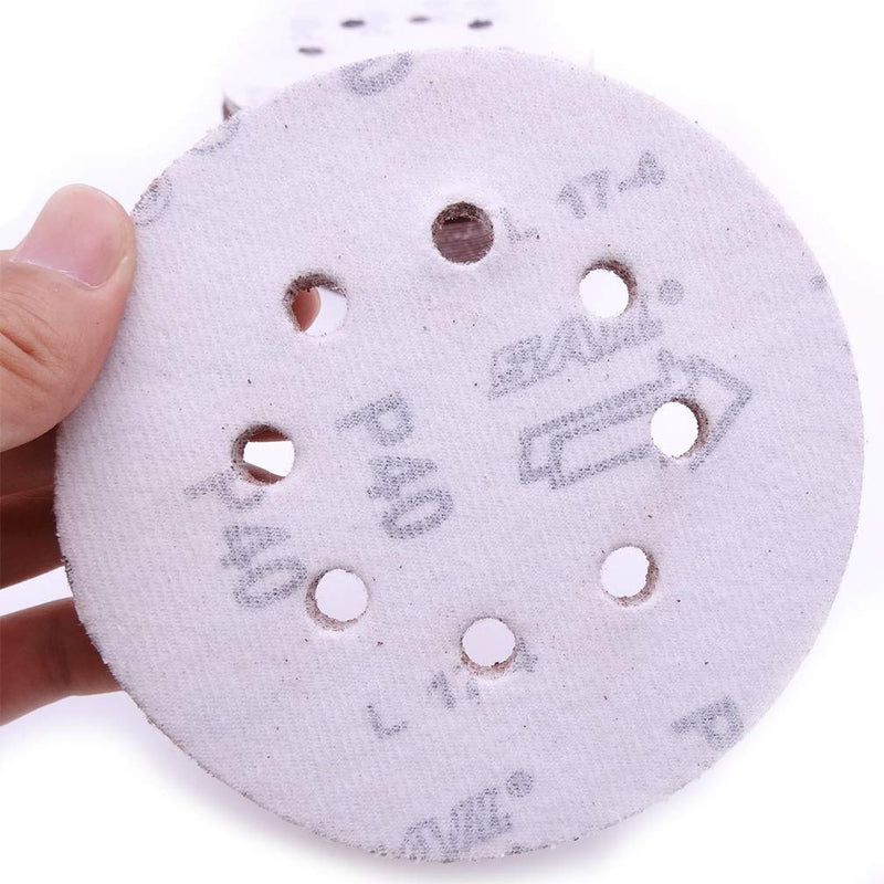 Maveek 60 Pieces 8-Holes Discs Pads 5 Inch/ 125 mm Hook and Loop 40/60/ 80/120/ 180/240 Assorted Grits 6 Models, Each Model 10 Pieces Sandpaper Sanding Discs Pads for Random Orbital Sander 608 - NewNest Australia