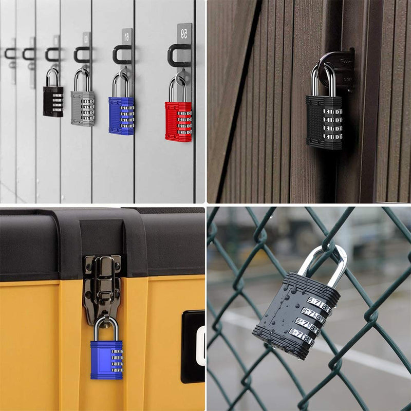 ZHEGE Combination Padlocks, 4 Digit Waterproof Lock for Gym, School Locker, Fence, Toolbox, Gate (Black, Pack of 2) Black - NewNest Australia