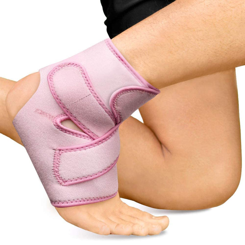Bracoo FS10 Ankle Support, Open-Heel Ankle Brace with Adjustable Straps – for Achilles Tendonitis, Weak Ankles, Ligament Damage, Sprains and Sports Injuries (Pink, S/M) Pink - NewNest Australia
