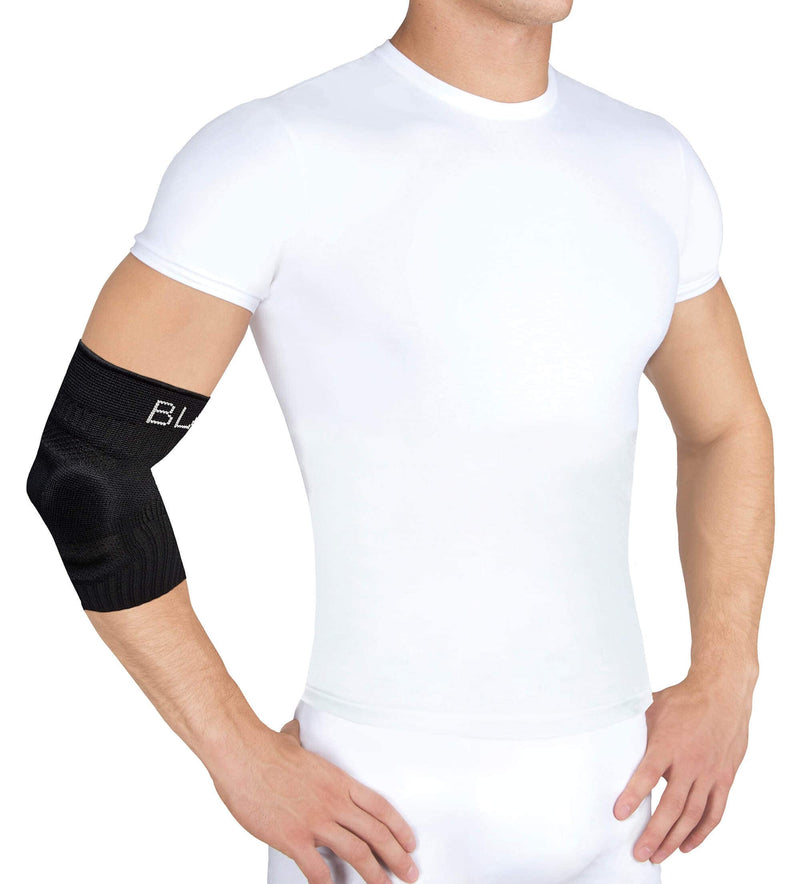 Blackrox Lumiorox Elbow Support For Men And Women Bodybuilding Sports Fitness Silicone Pad Left Right Double-Sided Compression Strength Sports Elbow Bandage (L, Black) - NewNest Australia