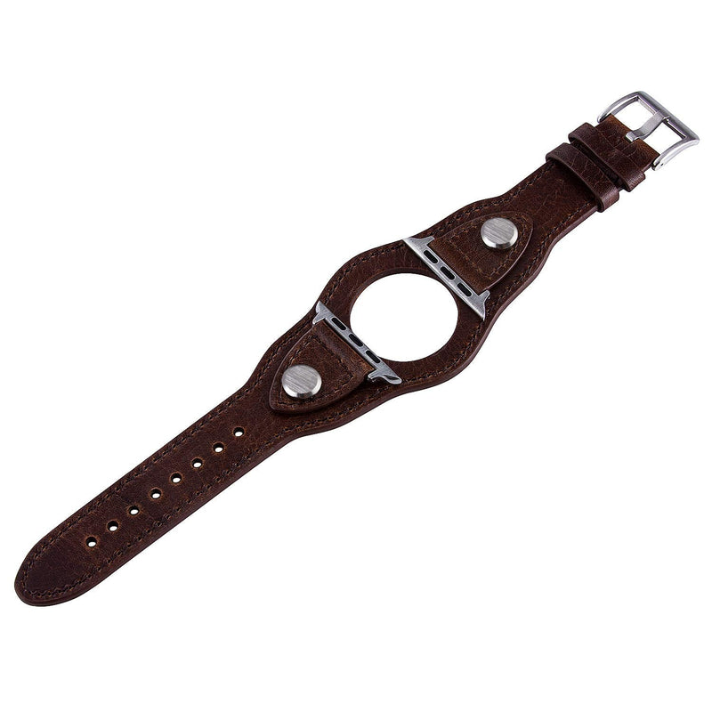 VIQIV Cuff Bracelets Bands For Compatible With Apple Watch 38mm 42mm 41mm 40mm 44mm 45mm Iwatch Series SE 7 6 5 4 3 2 1, Dressy Leather Metal Jewelry Wristband Strap For Women Men Coffee - NewNest Australia