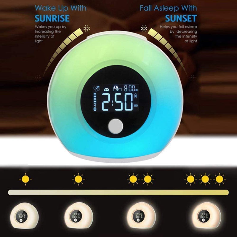 Wake Up Light Alarm Clock - Uplayteck Kids Night Light Alarm Clock with Bluetooth Speaker Dimmable 4 Level Brightness Colorful Light Bedside Lamp Music Player for Kids, Party, Bedroom, Camping - NewNest Australia