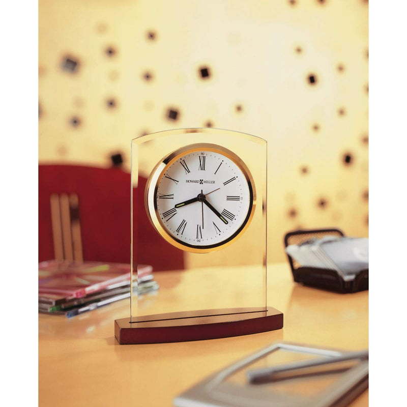 NewNest Australia - Howard Miller Marcus Table Clock 645-580 – Modern Glass with Quartz Alarm Movement 