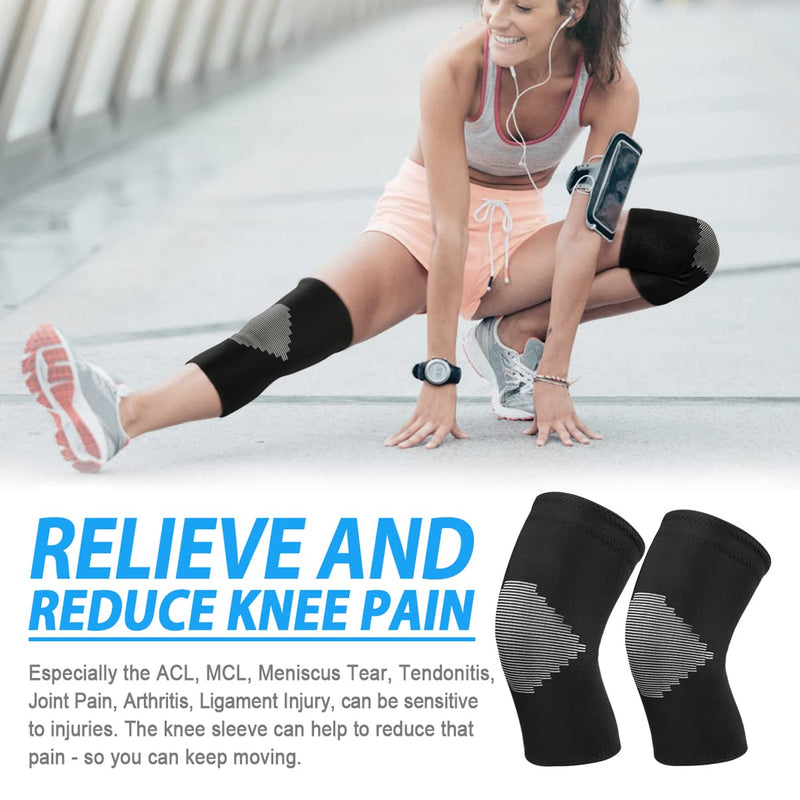 Goosehill Knee Supports 2Pack, Compression Breathable Knee Support Brace, Non-Slip Joint Protection Knee Support for Men & Women, Knee Brace Support for Running, Sports, Knee Pain Relief Black L - NewNest Australia