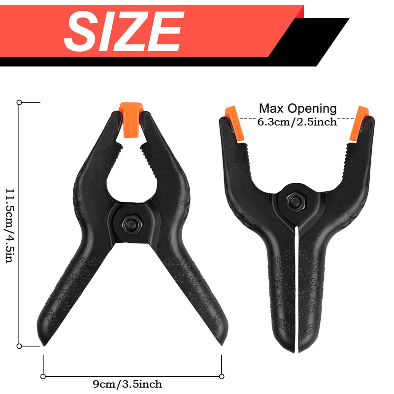 8 Pack Spring Clamps, 4.5inch Plastic Clips, Small Backdrop Clips, Clamps Heavy Duty, Spring Clips for Crafts, Backdrop Stand, Woodworking, Photography Studios (Black) 8 Pack 4.5in - NewNest Australia