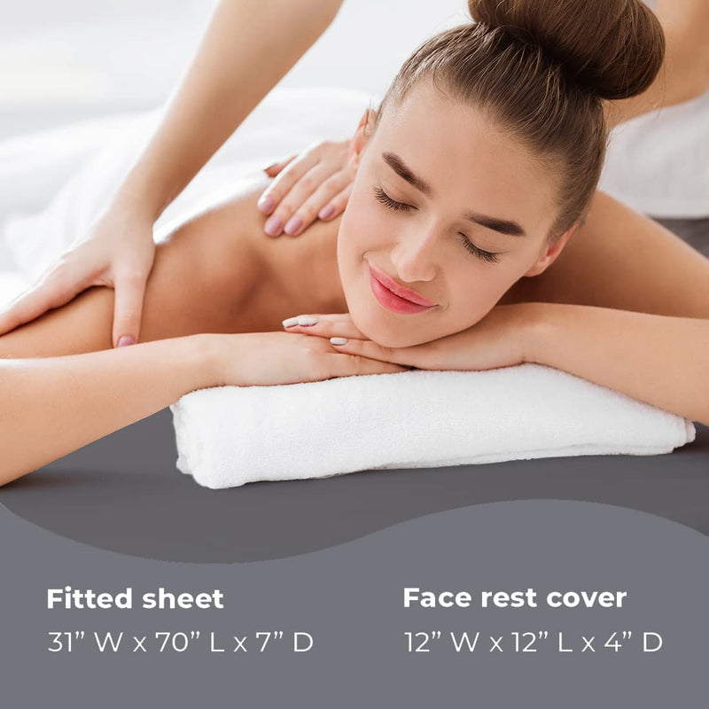ForPro Waterproof Massage Table Cover, Protective Spa Treatment Sheet Set for Massage Tables, Machine Washable, Includes Massage Fitted Sheet and Face Rest Cover, Cool Grey - NewNest Australia
