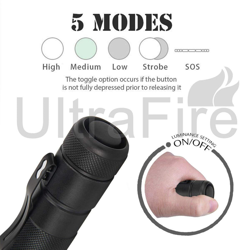 UltraFire 3 Pack 502B Tactical LED Flashlight 1000 Lumens 5 Modes Mini Flashlights Waterproof Bright Torch (Batteries Not Included) - NewNest Australia