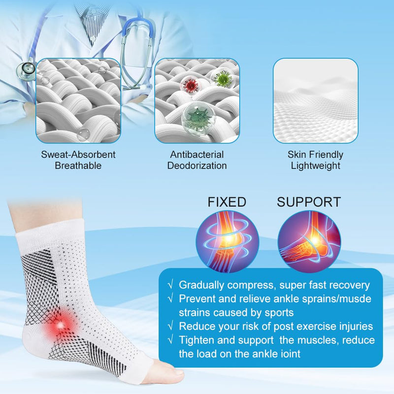 Acwoo Ankle Brace, 4 Pairs Ankle Brace Compression Socks For Women And Men For Plantar Fasciitis Arthritis Acl Joint Pain Heel Spurs Sports Foot Wraps Ankle Joint (Black + White, L/Xl) - NewNest Australia