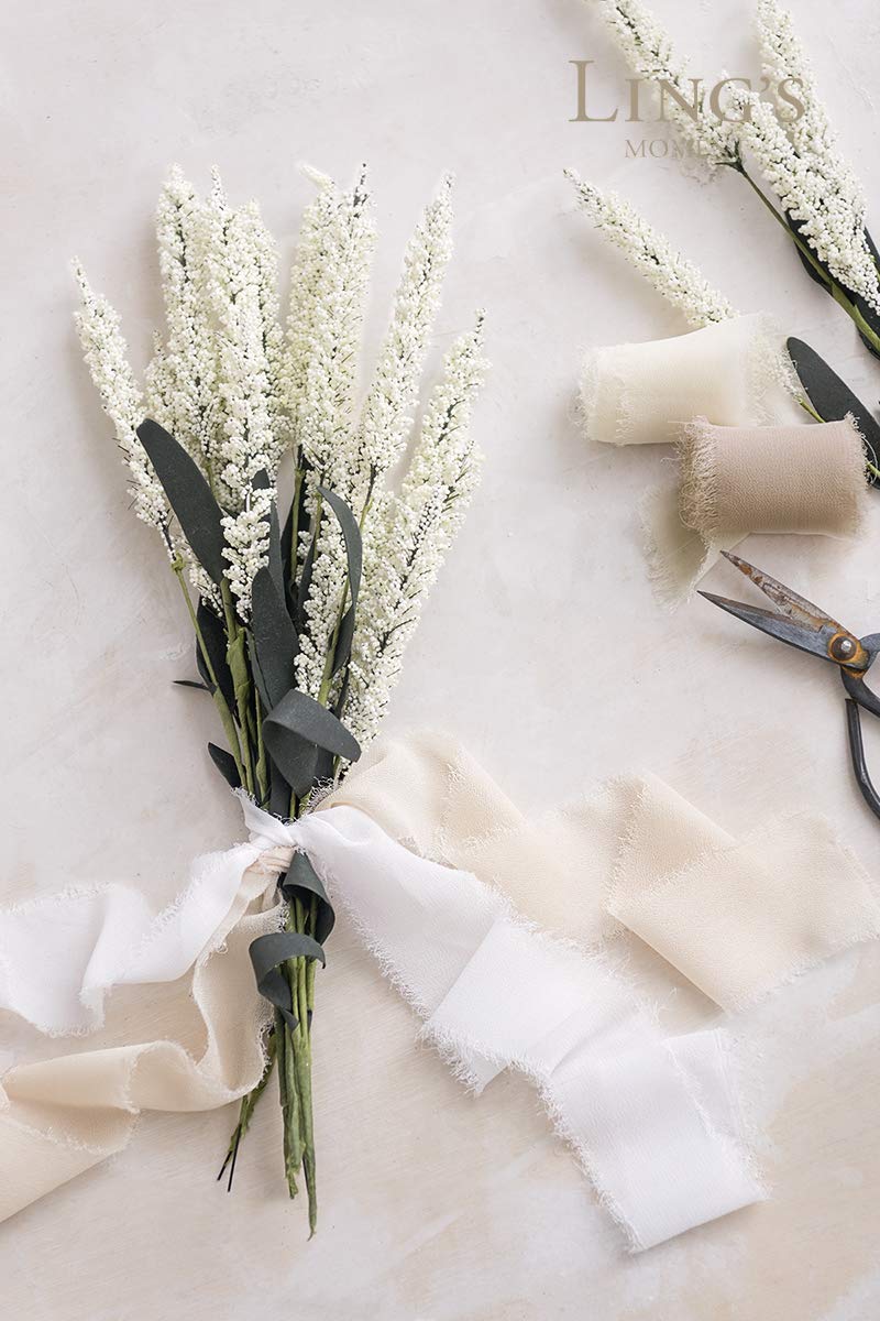 Ling's moment Handmade Fringe Chiffon Silk-Like Ribbon Smooth Ribbon Ombre Colors Chart, Ballet Nudes Silk chiffon - NewNest Australia
