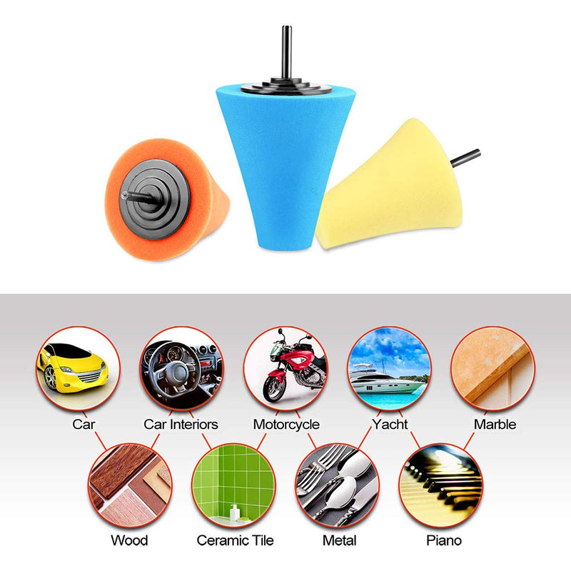 Polishing Cone ZFE 9 PCS Sponge Buffing for Automotive Car Wheel Hub Care, Metal Polish Buffing Polishing Ball for Aluminum and Stainless Steel - NewNest Australia
