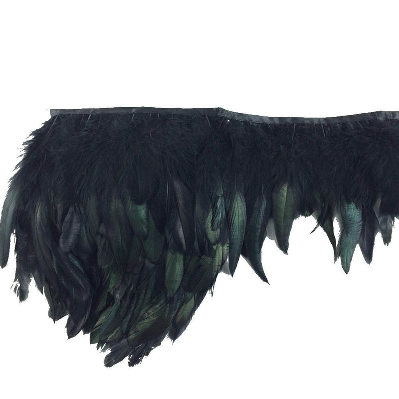 AWAYTR Rooster Hackle Feather Fringe Trim 5-7 Inches Width Sewing Crafts (2 Yards) 2 Yards - NewNest Australia