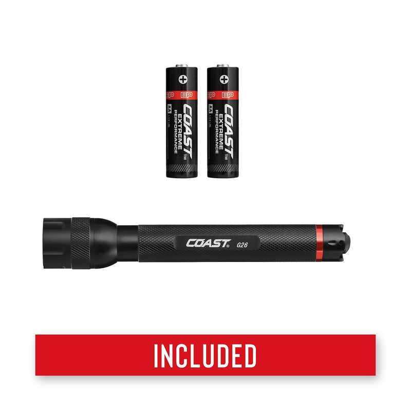 Coast G26 330 Lumen Bulls-Eye Spot Beam LED Flashlight, Batteries Included, Black - 19680 - NewNest Australia