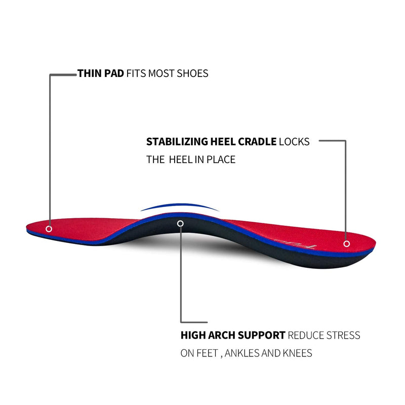 PCSsole Orthotic Arch Support Shoe Inserts Insoles for Flat Feet,Feet Pain,Plantar Fasciitis,Insoles for Men and Women Men6/Women(5.5-6)25cm A-red - NewNest Australia