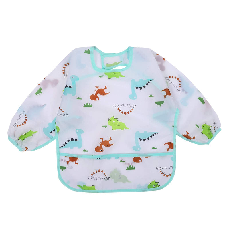 Accmor 3 Pcs Long Sleeve Bibs, Waterproof Baby Bibs, Toddler Sleeved Bib, Baby Smock for Eating Feeding, 6-24 Months Yellow Elk/Blue Dinosaur/Orange Pig Medium : 6-24 Months - NewNest Australia