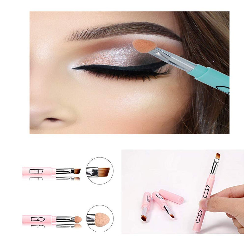 3 Pcs Makeup Brushes 4 In 1 Retractable Travel Portable Make Up Brushes-Lip Brush Eyeshadow Sponge Eyeshadow Eyebrow Brush Combination Design Cosmetic Make-up Brush Set - NewNest Australia