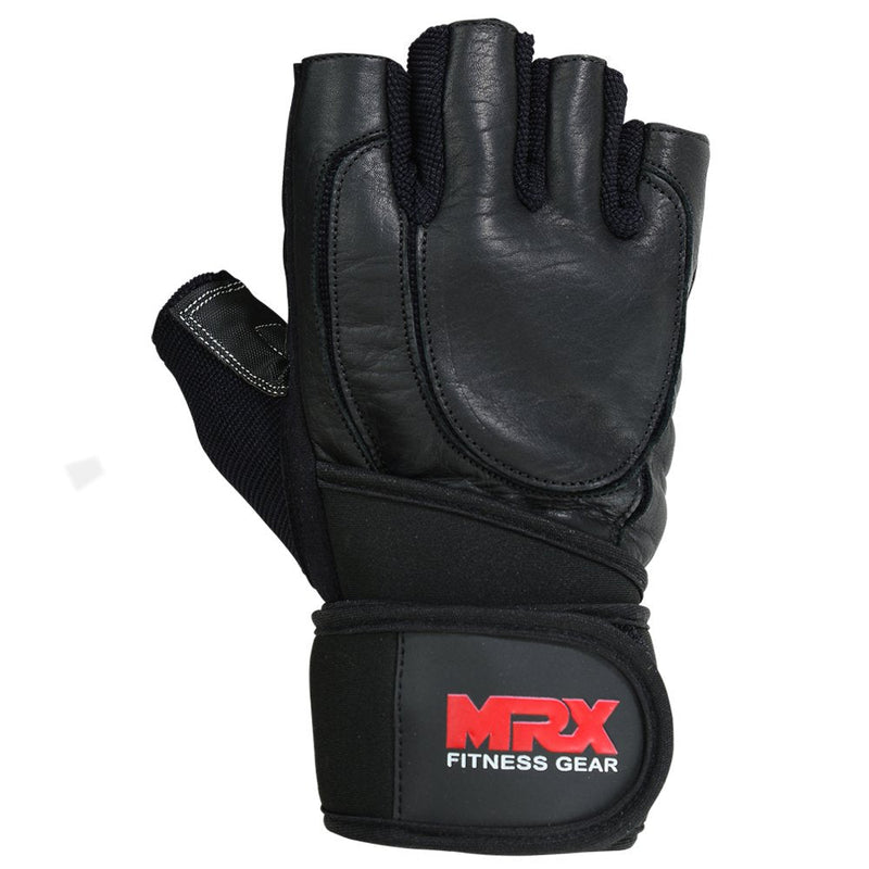 MRX Weight Lifting Pro Level Gloves with 18 Inches Long Wrist Strap Gym Workout Exercise & Fitness in Black/Leather XX-Large - NewNest Australia
