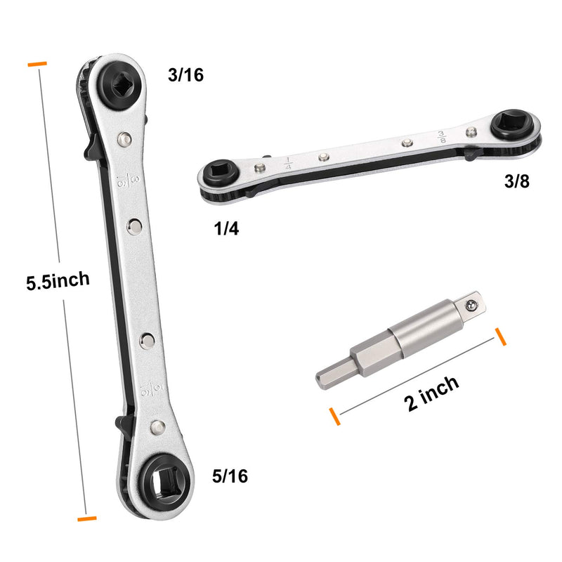 Ratchet Wrench WADEO Ratcheting Service Wrench 3/8” to 1/4” with Hex Bit Adapter for Air Conditioning, Refrigeration Equipment, Equipment Repair - NewNest Australia