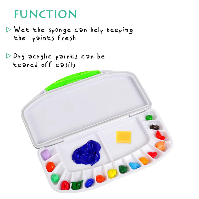 Falling in Art 16 Well + 2 Mixing Area Air Tight Watercolor Palette with a Sponge （8 1/4 inches L x 4 1/7 inches W） - NewNest Australia
