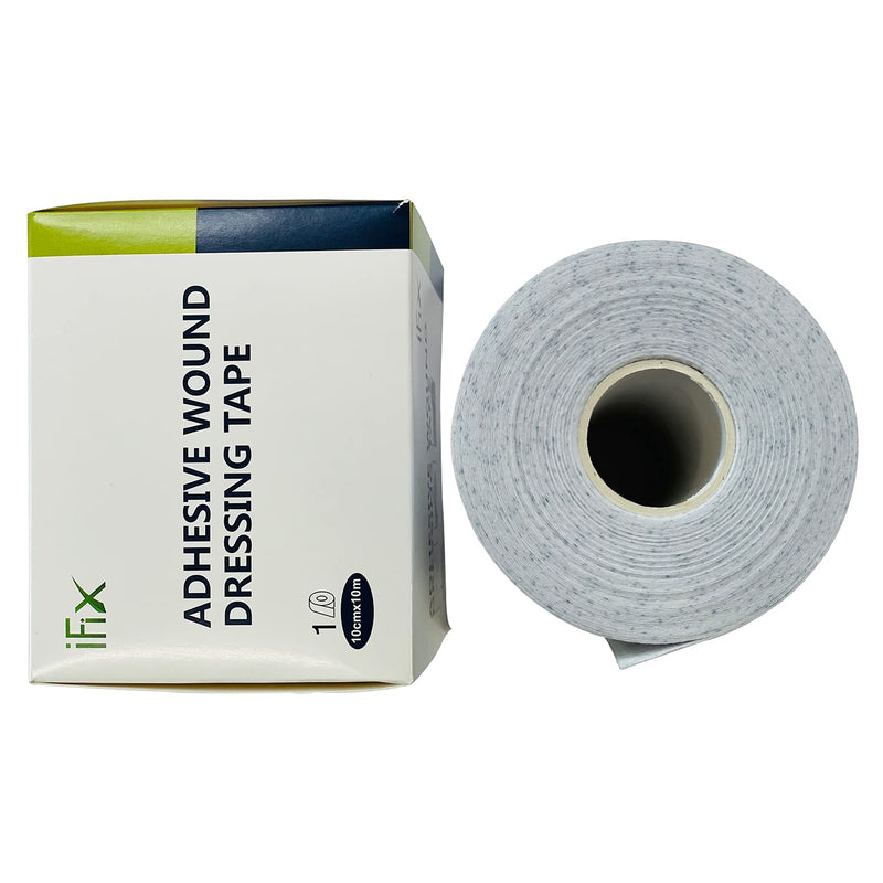 iFix Adhesive Wound Dressing Tape-Surgical Tape, 1 Roll-10 cm x10 Meters in Sturdy Box - Latex-Free Hypoallergenic Fabric Medical Tape - Soft & Breathable First Aid Dressing Tape for Sensitive Skin. - NewNest Australia