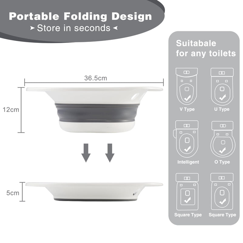 DEANIC Foldable Sitz Bath for Toilet Hemorrhoids Treatment and Post Partum Care, Yoni Steam Bath Seat for Pregnant Women, Bidet Bowl with 1 Towel, Grey Grey+white - NewNest Australia