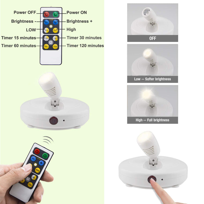 HONWELL LED Spotlights Indoor Accent Lights Wireless Dimmable Puck Lights with 2 Remote, Closet Lights with Rotatable Lights Head, Stick on Artwork Lighting, Art Lights for Painting Picture Display - NewNest Australia