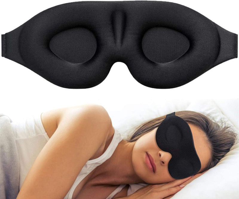 AMAZKER Sleep Eye Mask for Men Women 3D Contoured Cup, Concave Molded, Block Out Light, Molded Soft Comfort Eye Shade with Adjustable Strap for Travel Yoga Nap Upgrade Gently-black - NewNest Australia