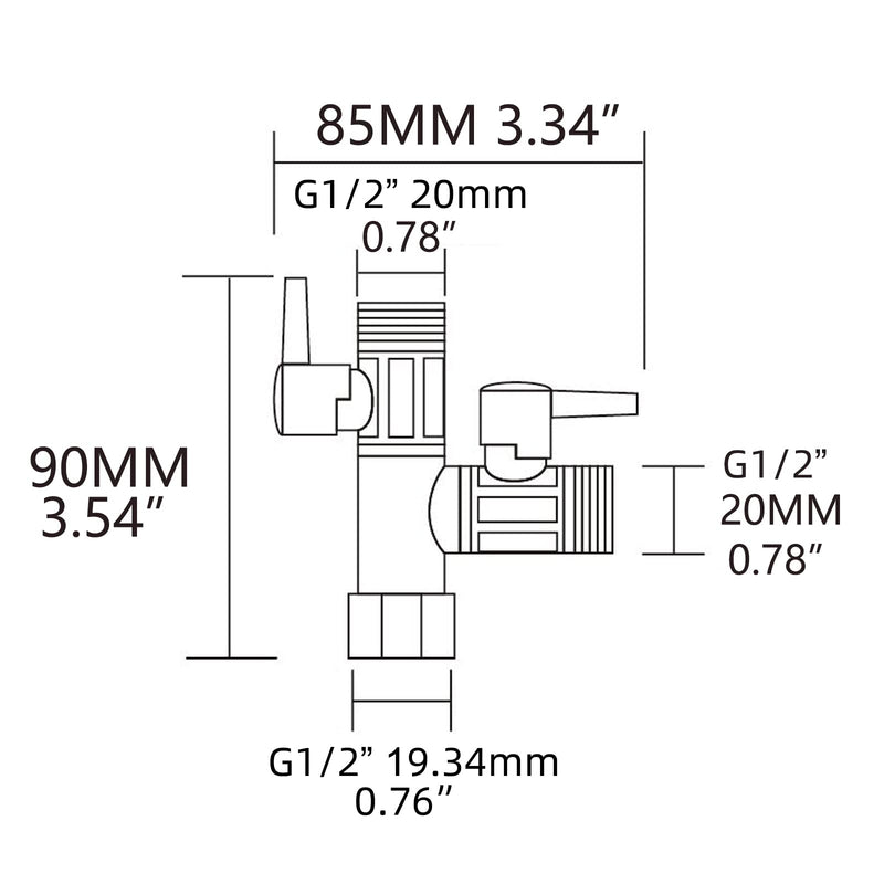 Ciencia Brass Water Diverter 3 Way Shower Diverter Valve T Adapter Shower Head Shut-Off Valve for Showerhead and Shower Hose, DSF009 T Adapter-DSF009 - NewNest Australia